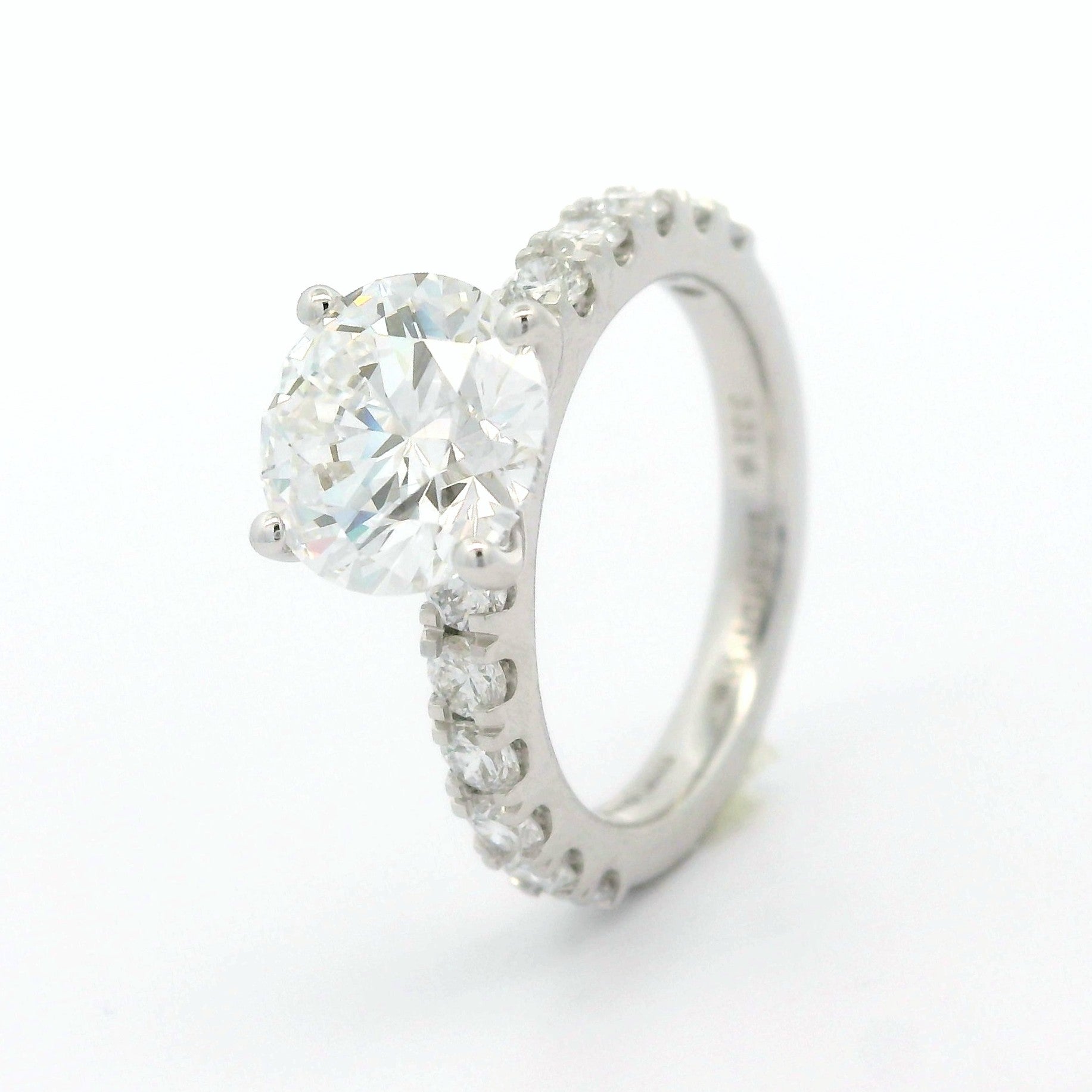 Solitaire Ring with 2.51 CT round lab grown diamond on 18K White Gold
