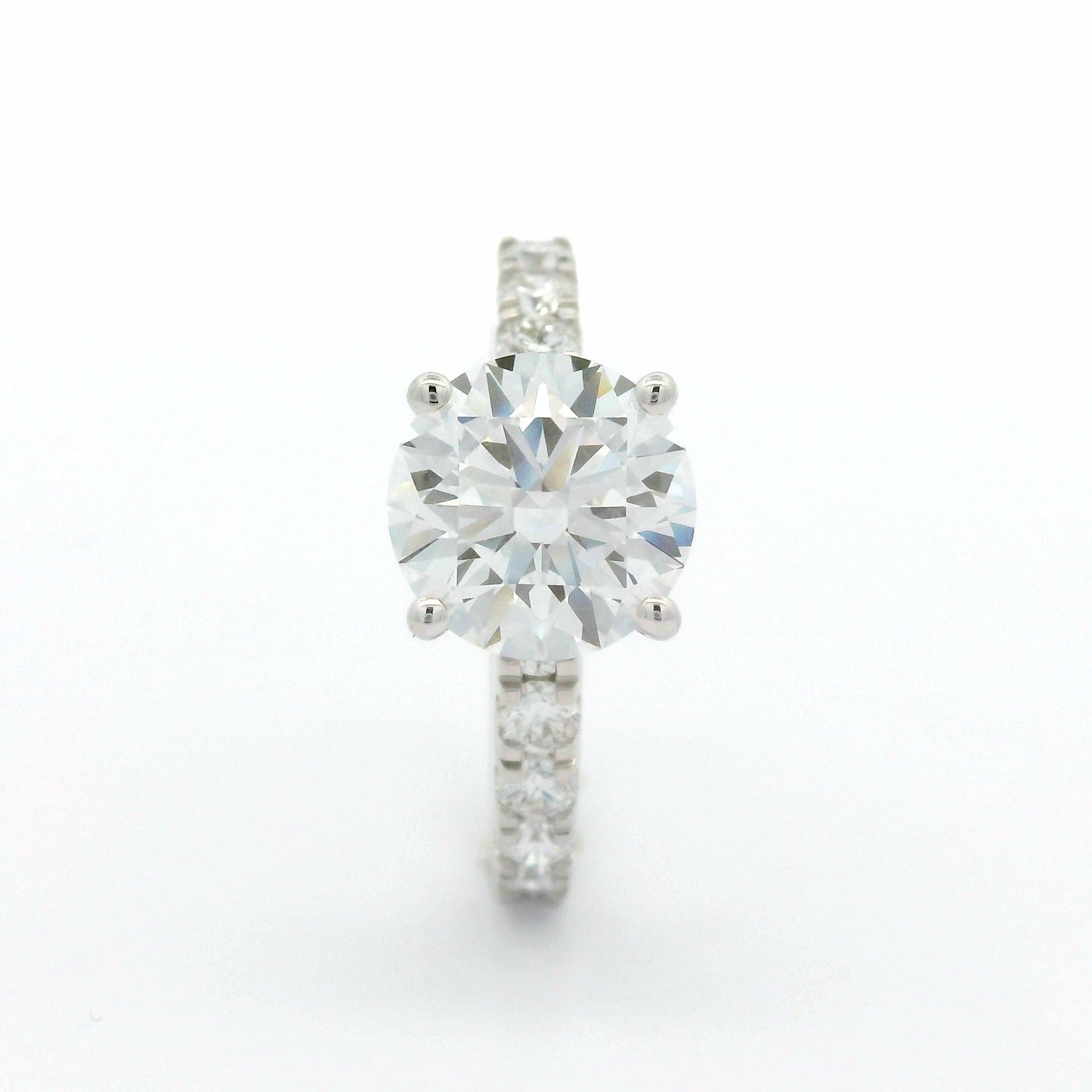 Solitaire Ring with 2.51 CT round lab grown diamond on 18K White Gold
