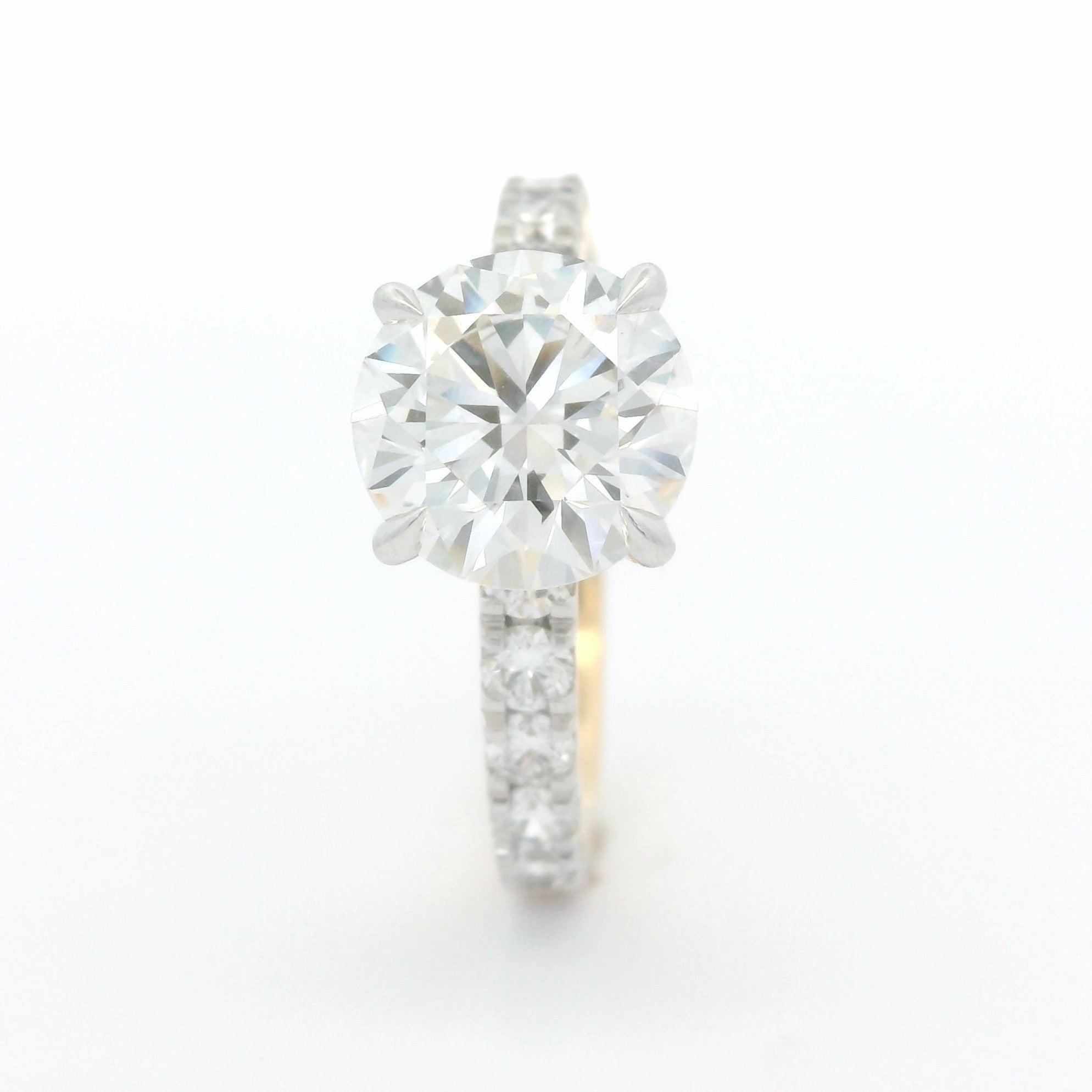 Solitaire Ring with 2.58 CT round lab grown diamond on 18k Yellow Gold