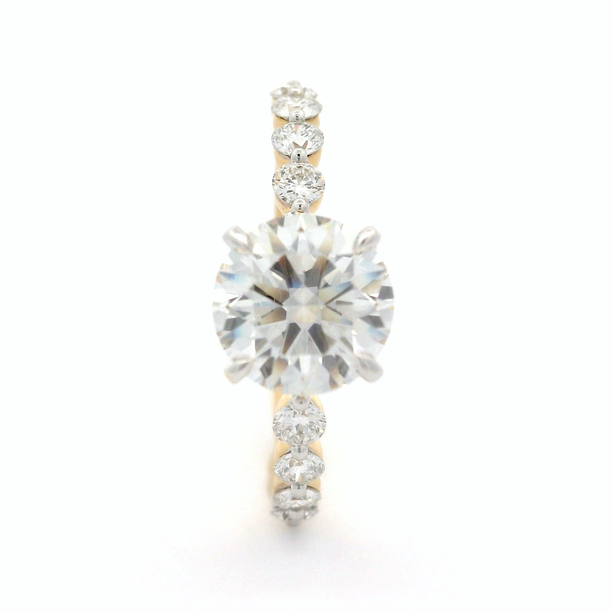 Solitaire Ring with 1.58 CT round lab grown diamond on 18K Yellow Gold