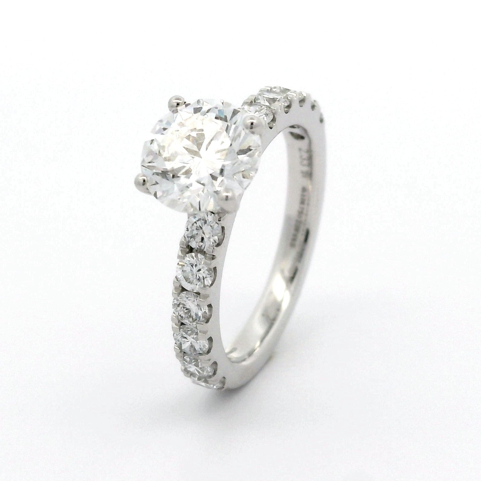 Solitaire Ring with 1.59 CT round lab grown diamond on 18k White Gold