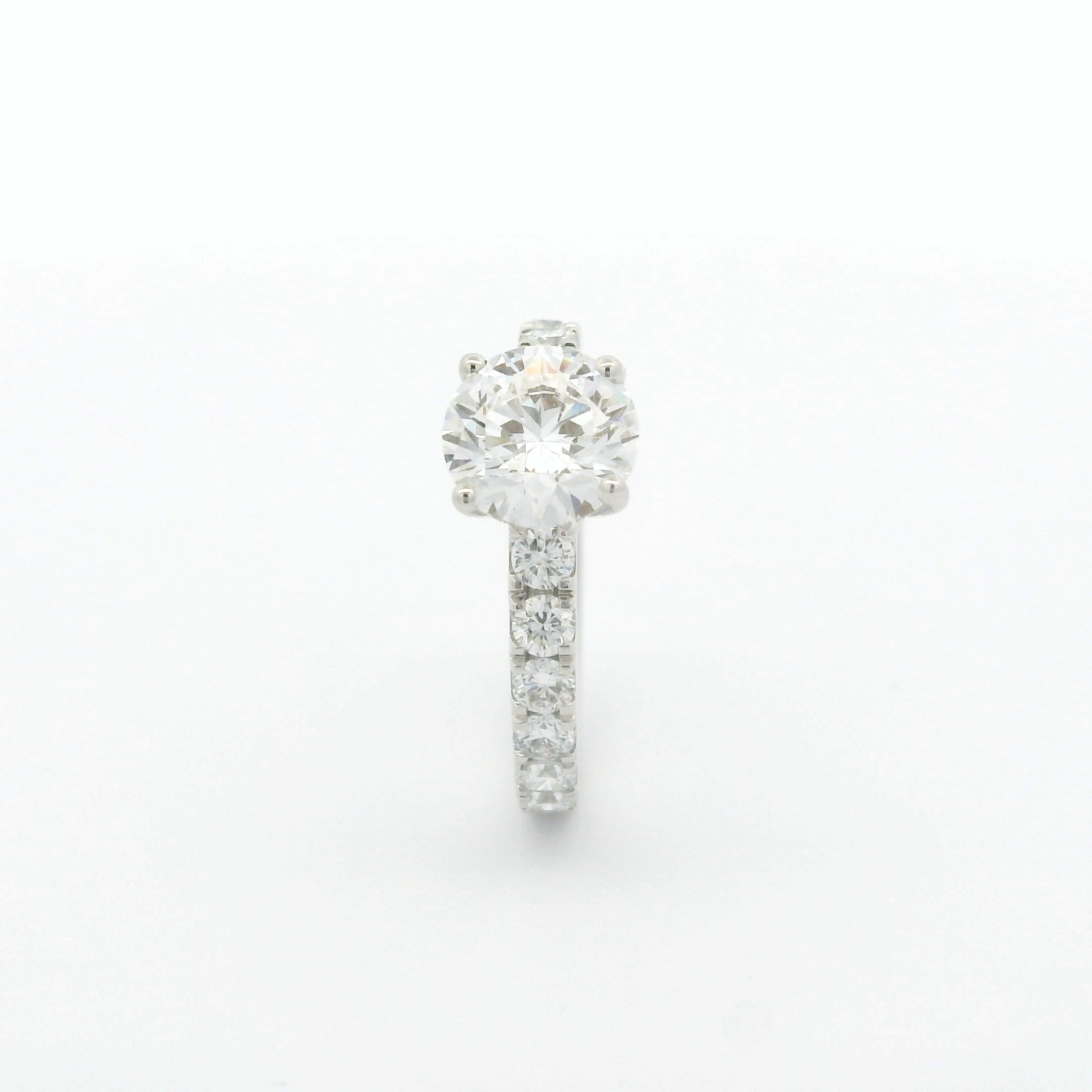 Solitaire Ring with 1.59 CT round lab grown diamond on 18k White Gold